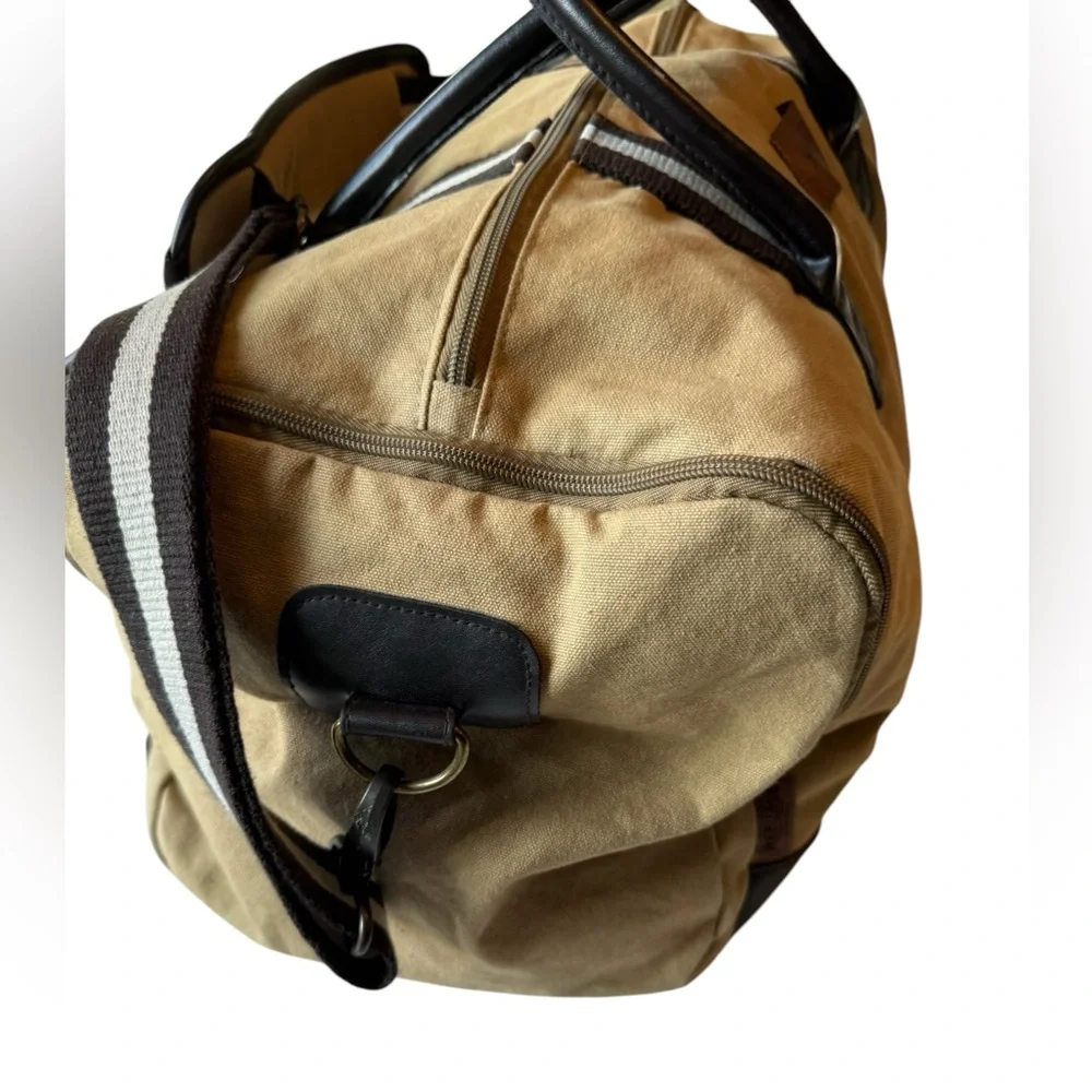 Heritage Supply Co Tan Striped Retro Overnighter Weekender Duffel Men's Bag